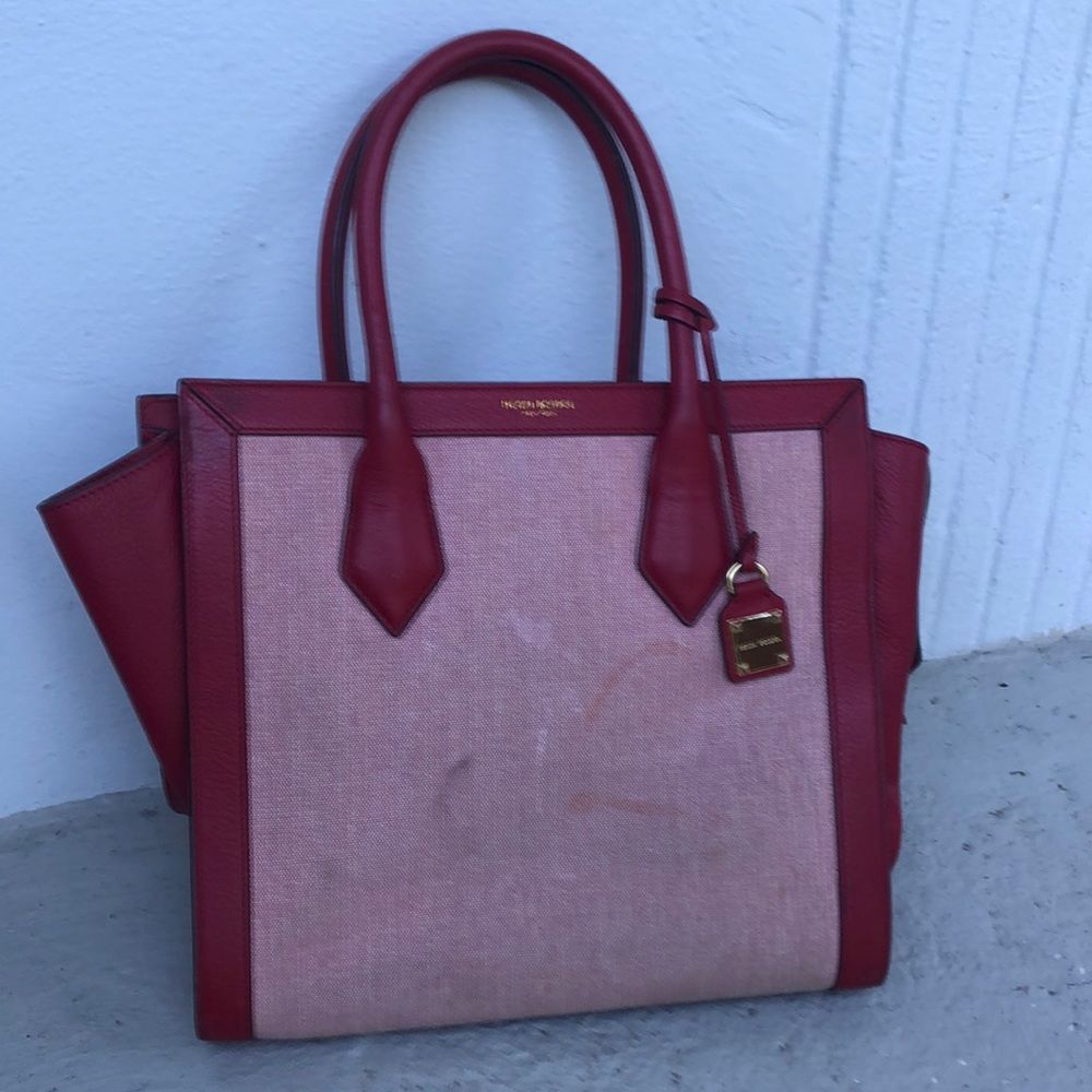 henri bendel Red Trim Canvas Tote